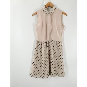 Moon Colection Women's Ivory Polka Dot Mini Dress With Open Back‎ Size S